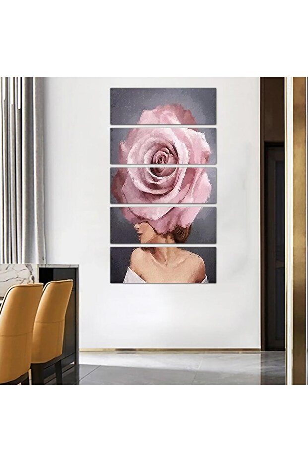 لوحه جداريه مودرن رسمة إمرأه - 24044 - مقسمه خمسة قطع متساويه