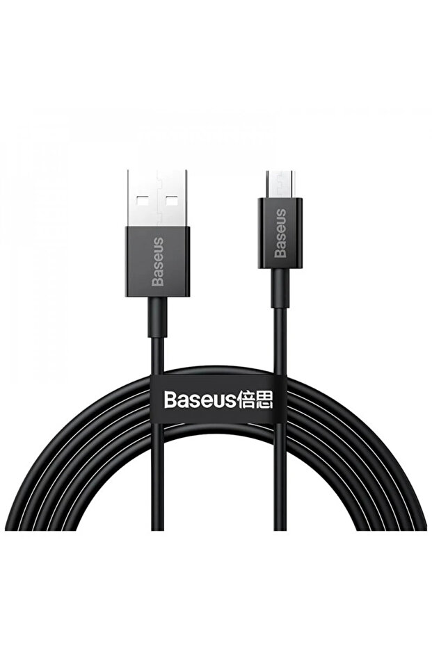 بيسوس-كيبل شحن داتا USB الي ميكرو 1 متر ربل - اسود - 1
