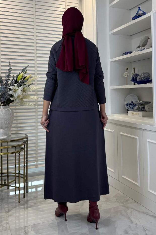 Melis Çelik Örme Triko Takım Antrasit - 4