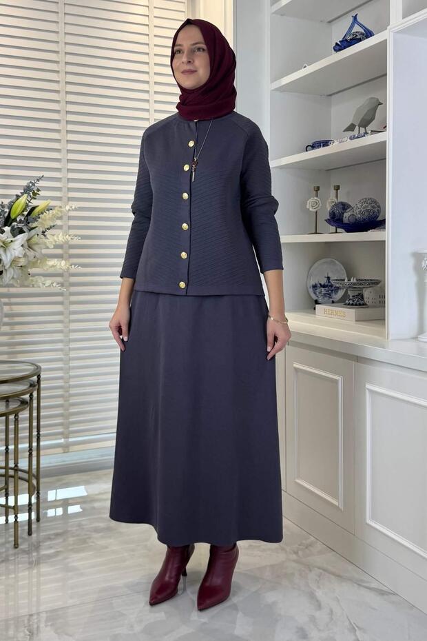 Melis Çelik Örme Triko Takım Antrasit - 3