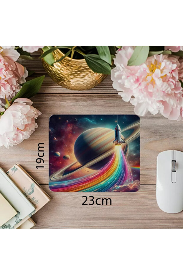 لوحة ماوس بخلفية Bright Planet - 19 × 23 سم 2 مم مستطيلة مطبوعة مستوردة