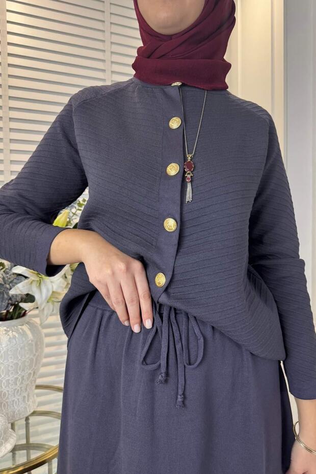 Melis Çelik Örme Triko Takım Antrasit - 5