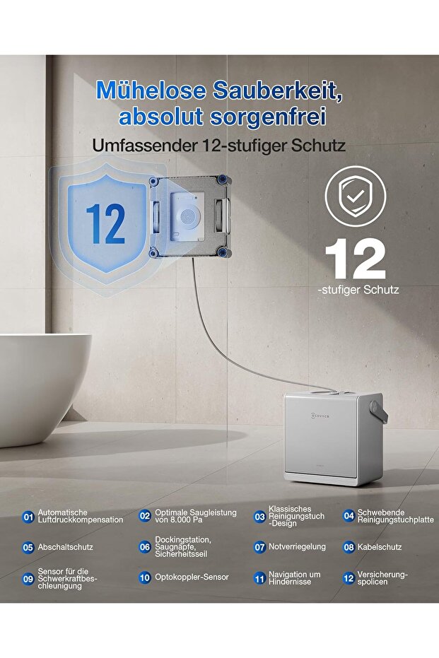 WINBOT W2S Omni Akıllı Cam Temizleme Robotu | TruEdge™ Teknolojisi,, Üçlü Su Püskürtme - 2