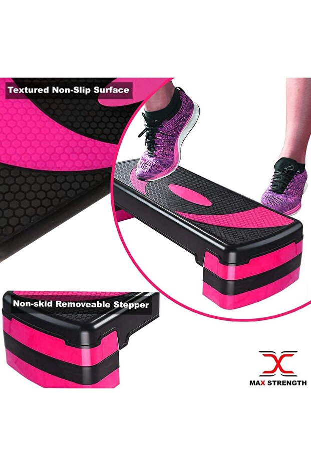 Multi Level Aerobic Step Exercise training workout stepper 2 to 5 Adjustable Step Level - 7