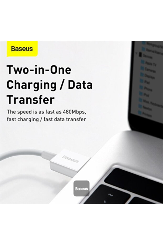 Baseus USB to Lightning Data Cable 1m - White - 2