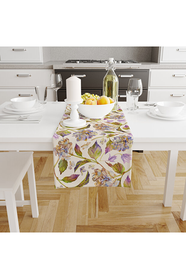 Digital Printed Runner - Floral Pattern - Hydrangea Pattern - 140X40 cm - 1