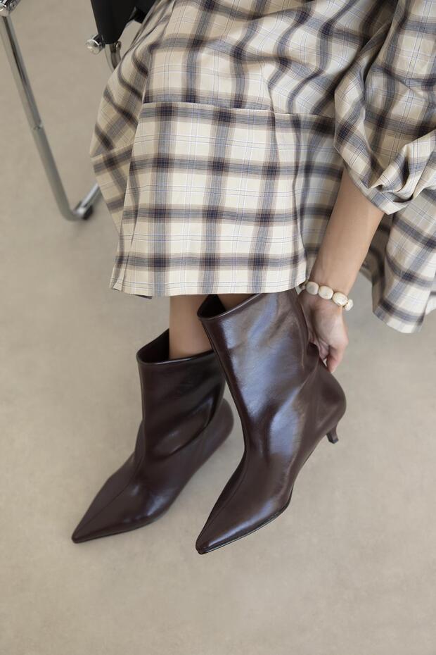 Morley Women's Pino Heel Wrinkled Leather Boots Burgundy