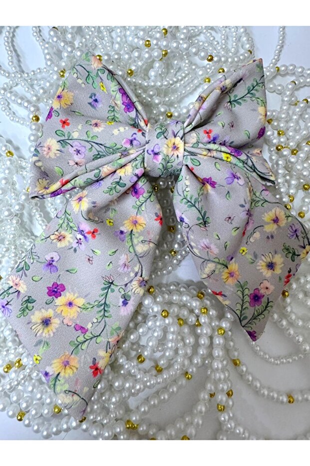 Flowery Luxury Crepe Fabric Automatic Bow Buckle