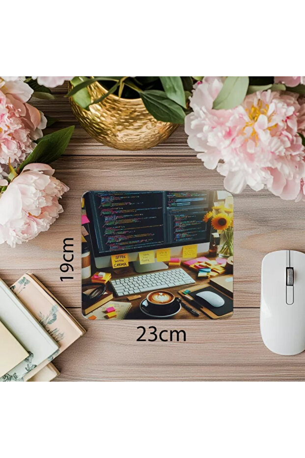 لوحة ماوس واسعة الشاشة مع كود HTML – قهوة سوداء – 19 × 23 سم 2 مم مستطيلة مطبوعة مستوردة - 1