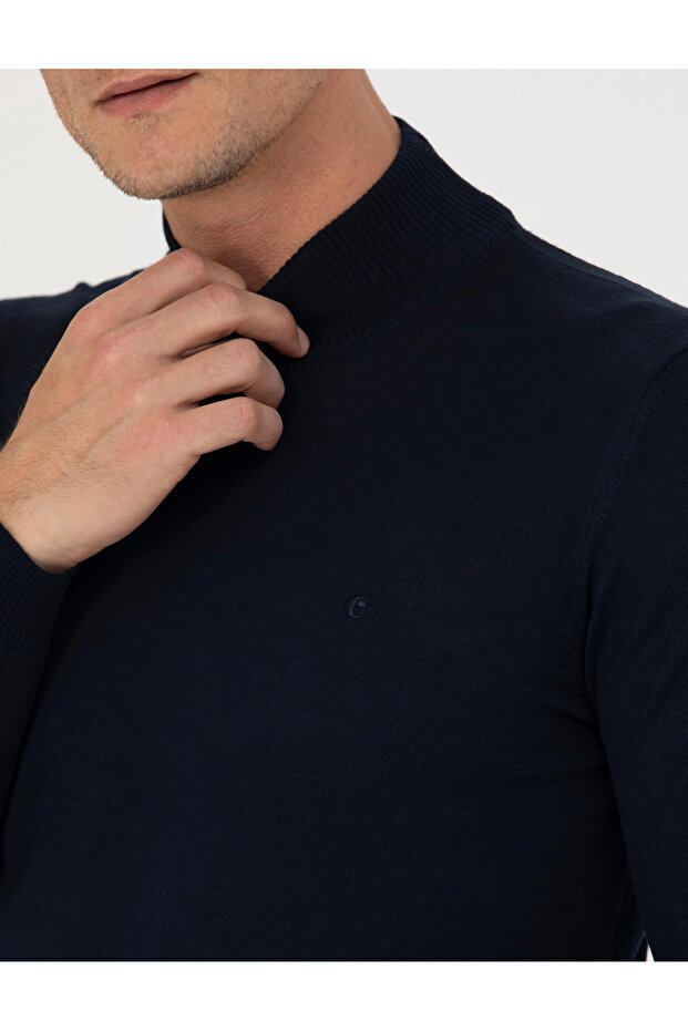 Erkek Slim Fit Basic Kazak - Lacivert - 6