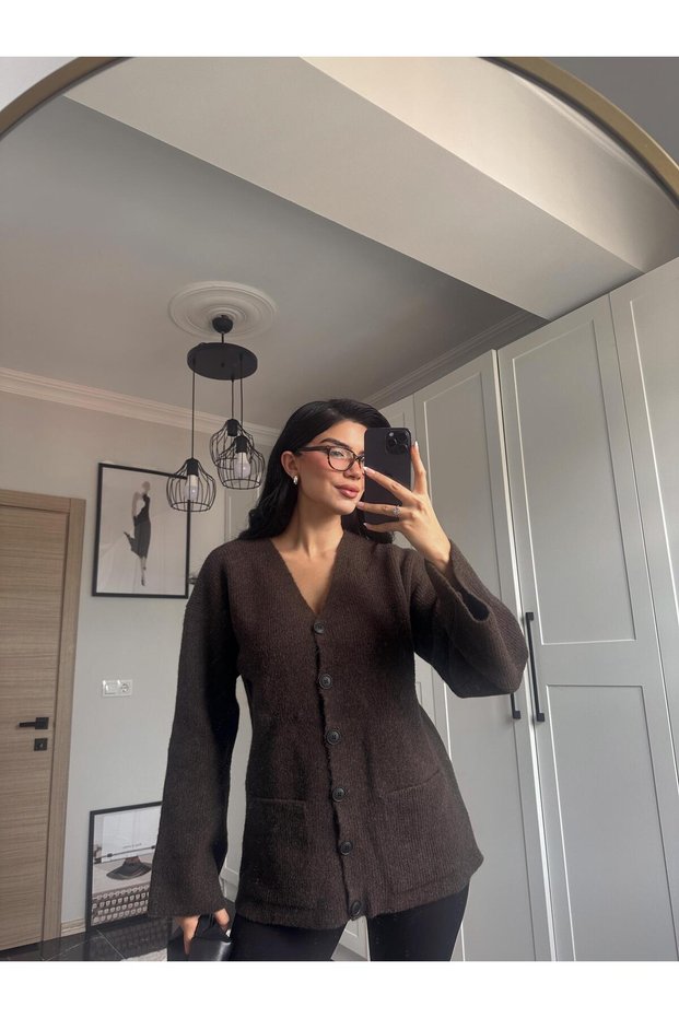 Kahverengi Örme Hırka