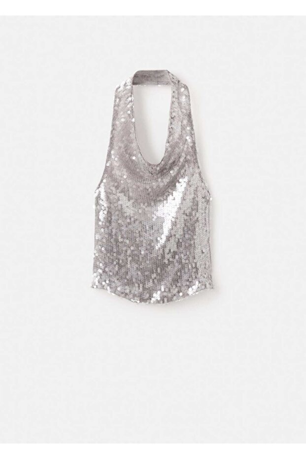 Drapeli yaka payetli top - 3