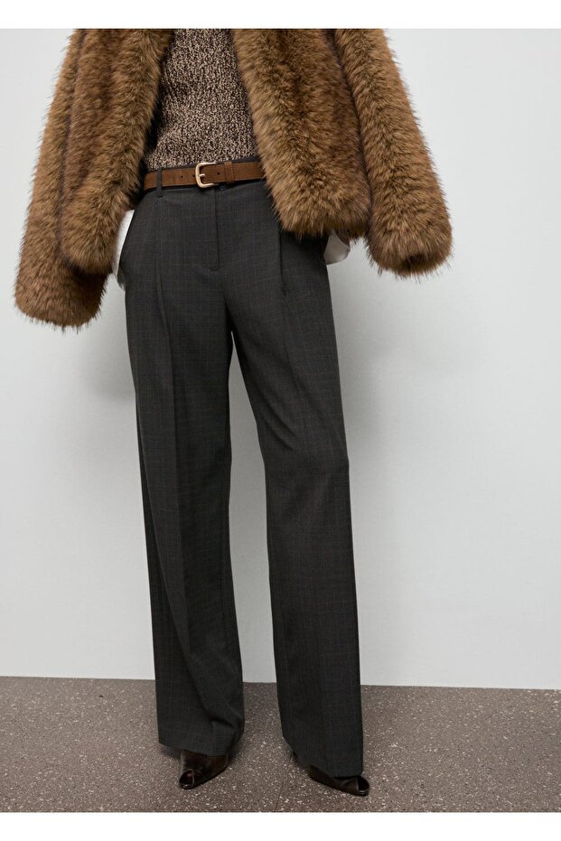Checkered Pleated Trousers