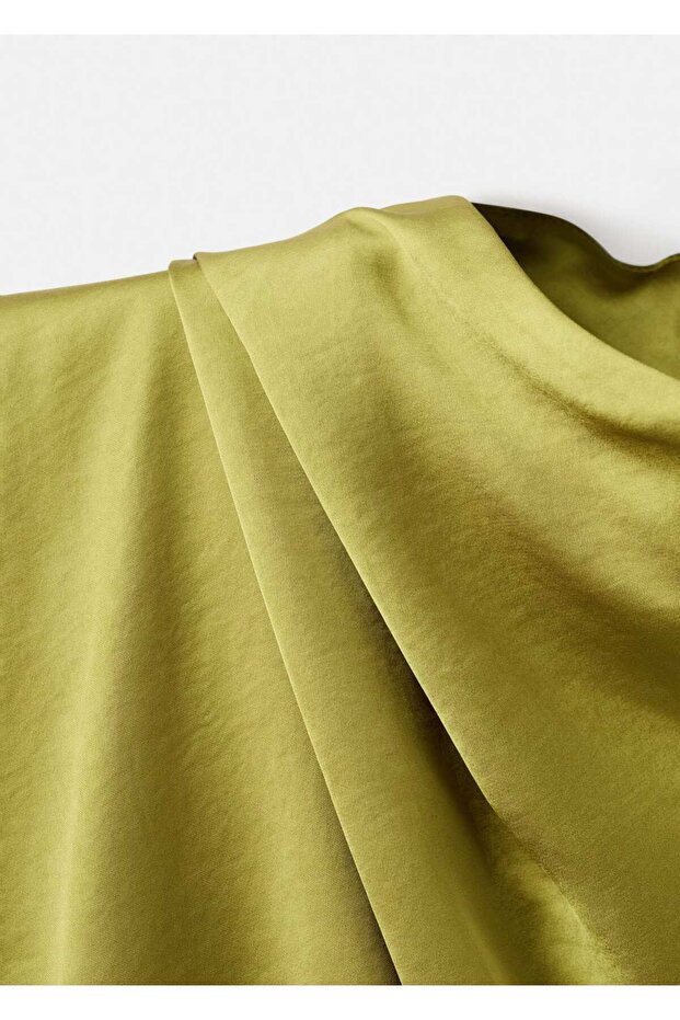 Drape yakalı saten bluz - 8
