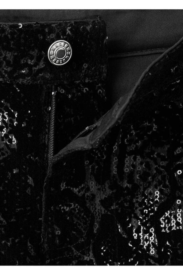 Düz paça payetli pantolon - 7