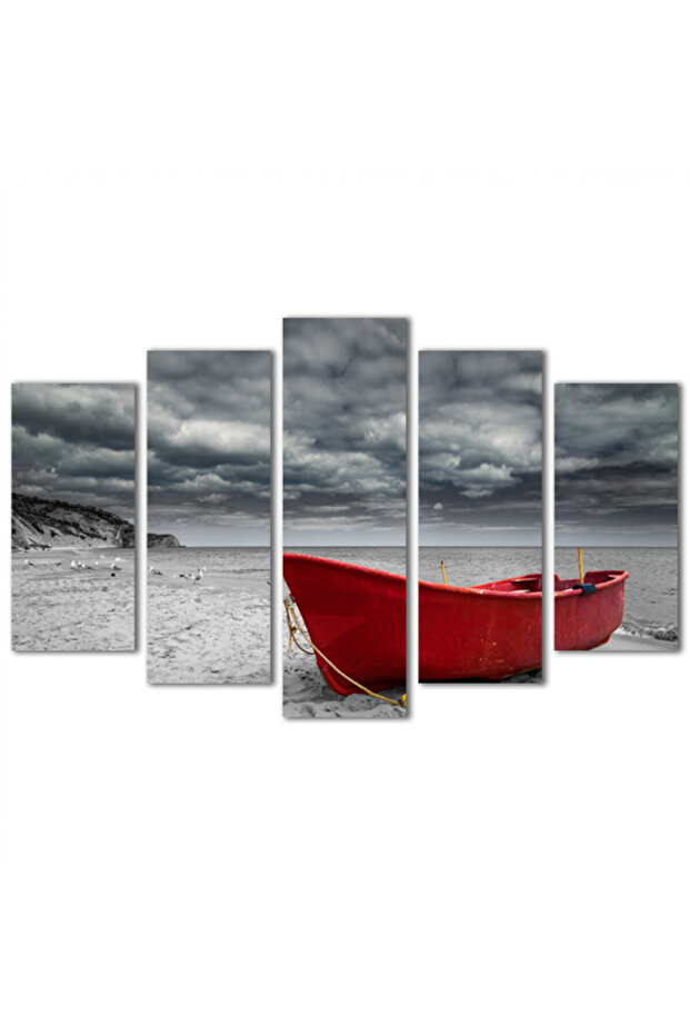 Wall panel - Boat on the beach - 1529 - divided into five graduated pieces - 1