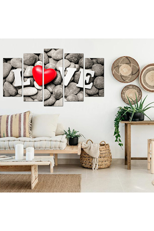 Wall panel - Red rose - 1545 - divided into five graduated pieces - 1