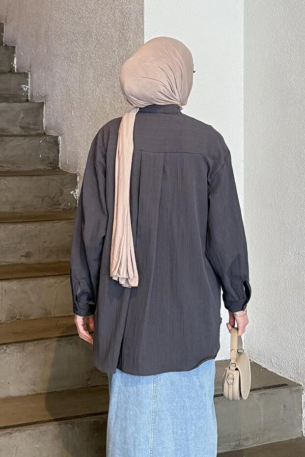 Kraşlı Gömlek Antrasit - 4