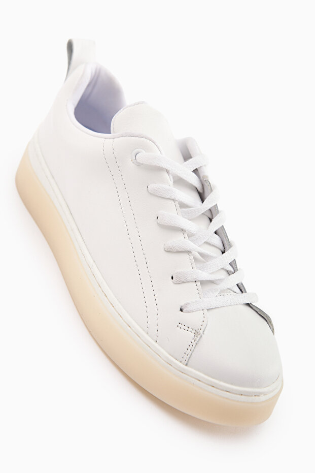 Lina Genuine Leather White Women's Sneaker Shoes