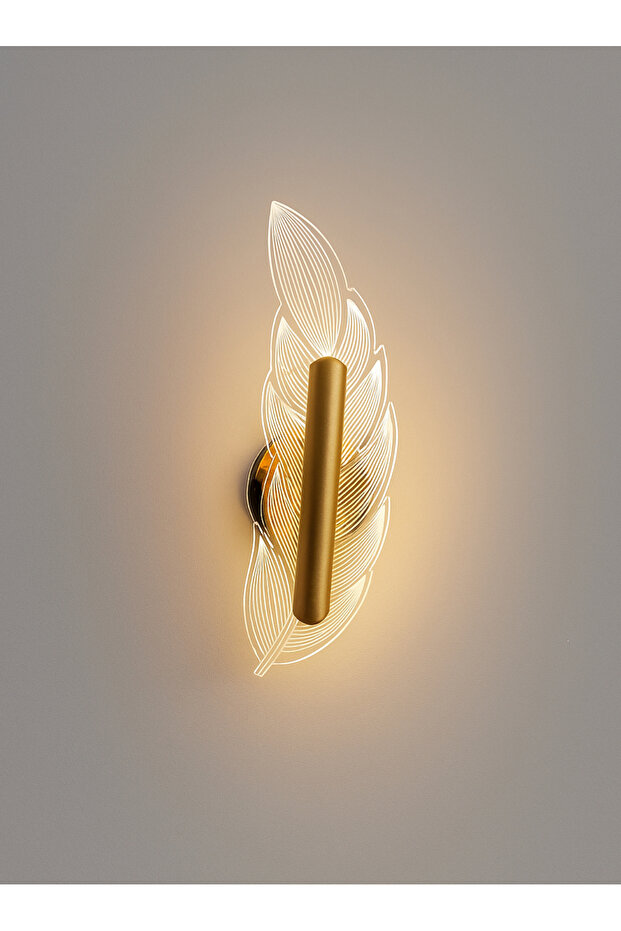 Modern Sirius Yaprak Duvar Aplik Gold Sarı Gövde Elektrikli Aplik - 1