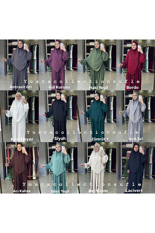 Tesettür Ayrobin Elbise ve Sufle Takım - 3