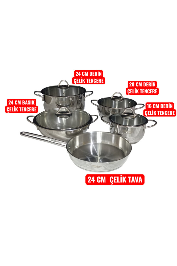 Linda 9 Parça Çelik Set - 1