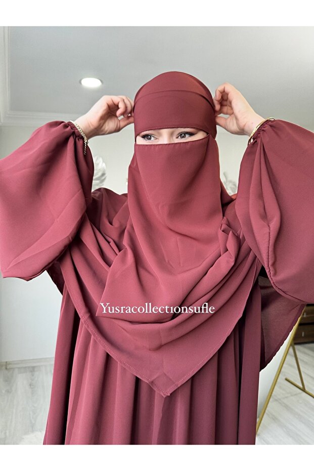 Tesettür Asel Suit Dress Souffle Veil 3-Piece