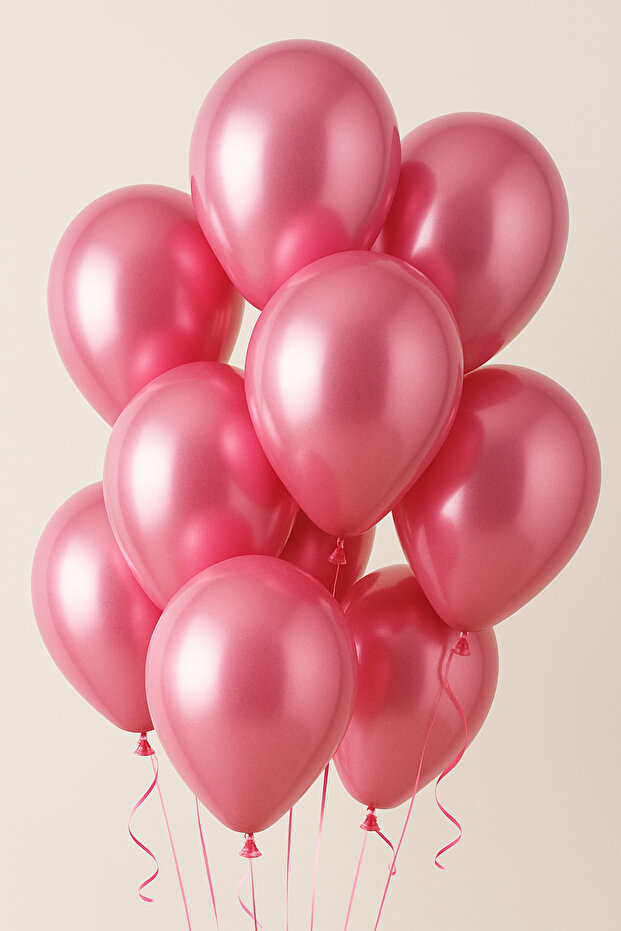 Öz-bal 5 Adet Pembe Metalik Balon Seti – Doğum Günü, Baby Shower ve Düğün Parti Süsleri