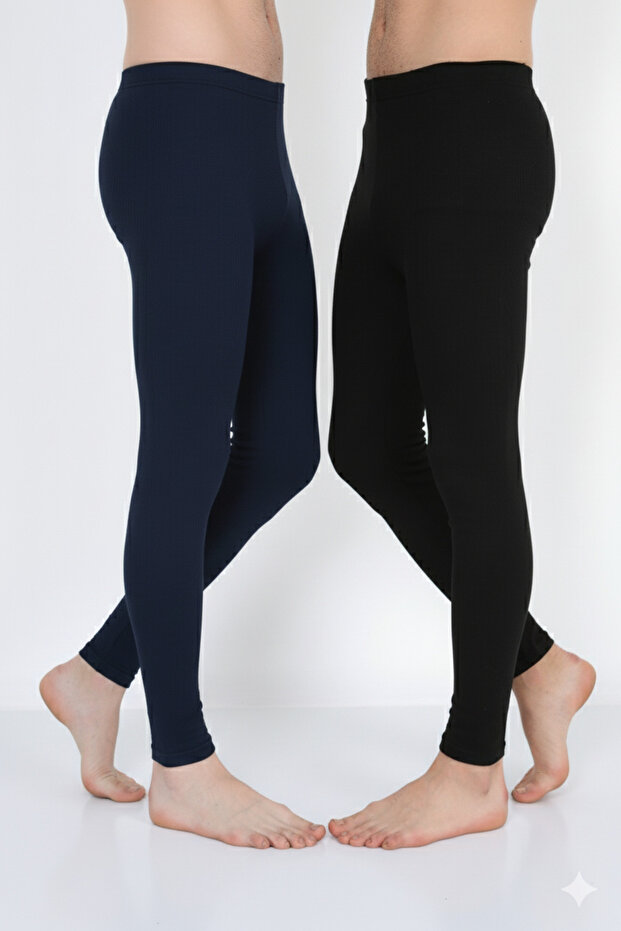 | Super 2-Pack Navy Blue and Black Thermal Winter Men's Tights