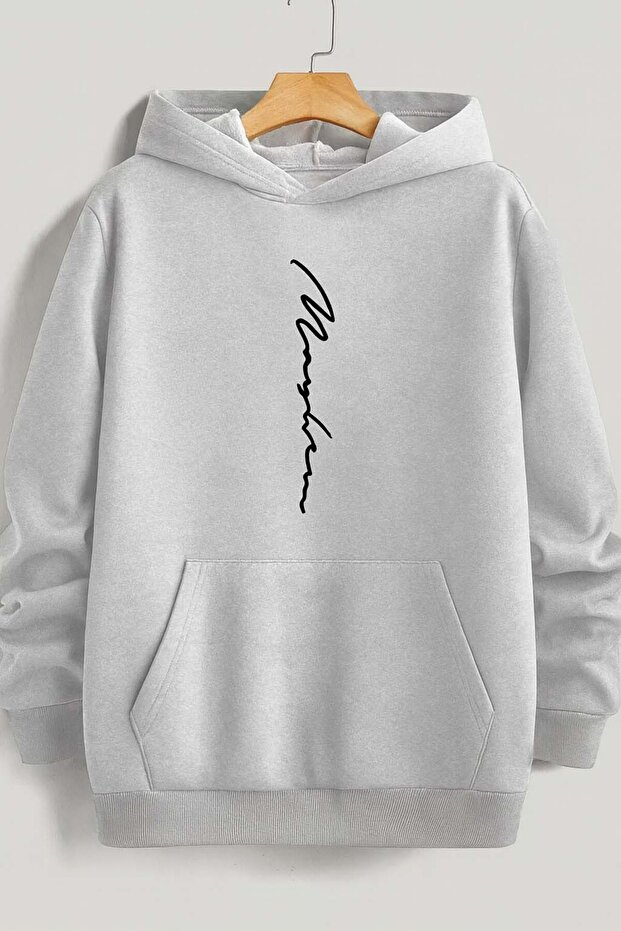 Unisex Gray Wanderlust Printed Hooded Sweatshirt