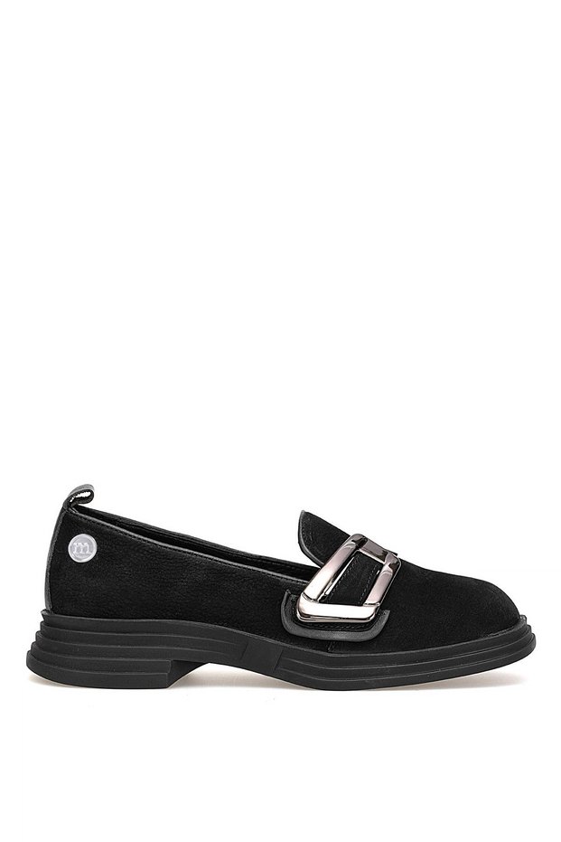 D25Ka-755 Women's Genuine Nubuck Leather Casual Shoes Black