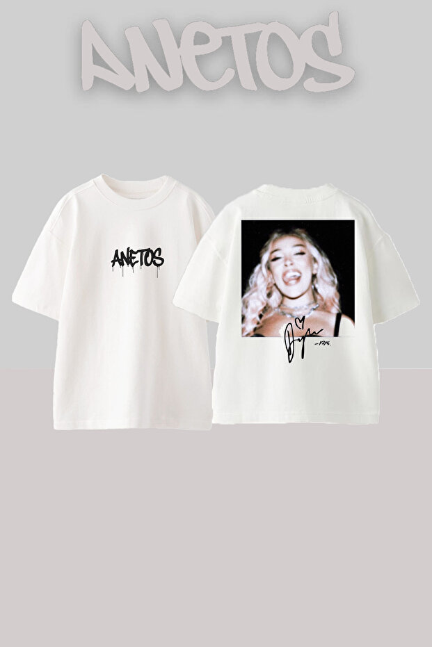 تي شيرت Doja Cat 1 ذو تصميم مطبوع على الظهر من القطن الأبيض مقاس كبير