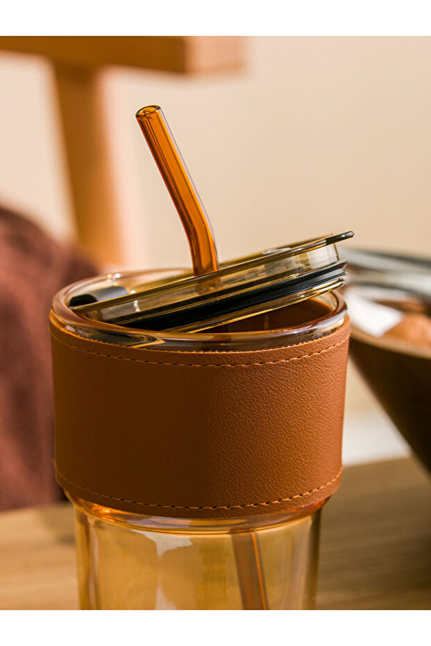 Create Your Style from Uzg Store |   Glass Cup with Straw 380 ml - 3
