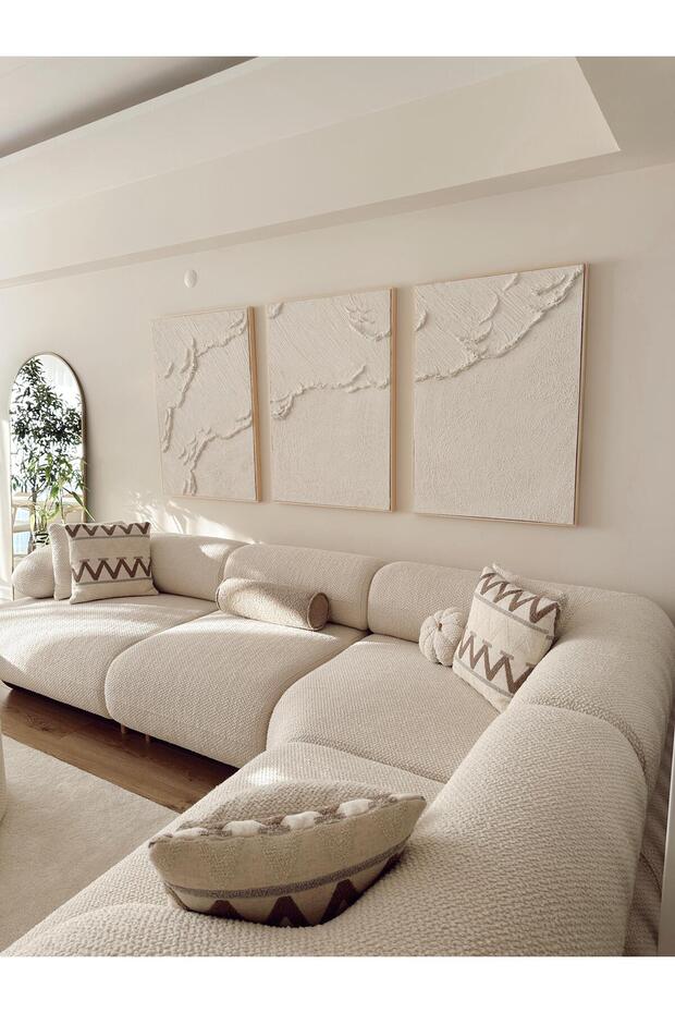 Dokulu Tablo 3 Boyutlu Tablo Alçı Tablo İskandinav Tablo Minimalist Tablo El Yapımı Tablo Doku Sanat - 1