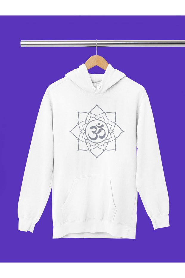 Yoga Meditation Printed Cotton Long Sleeve Ribbed 3-Ply Hooded Sweatshirt