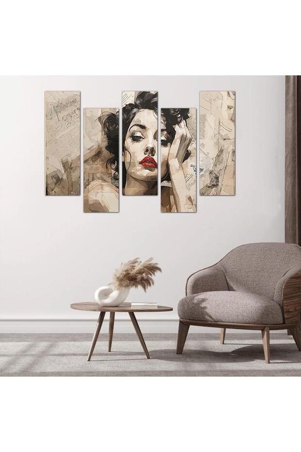 لوحه جداريه رسمة إمرأّه - ٢٤١٦٧ - مقسمه خمسة قطع متدرجه - 2