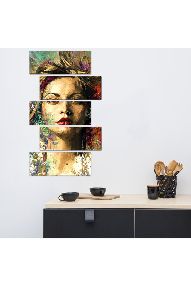 لوحه جداريه - رسمة إمرأه فنيه - ٣٠٠٣٣ - مقسمه خمسة قطع متدرجه - 2