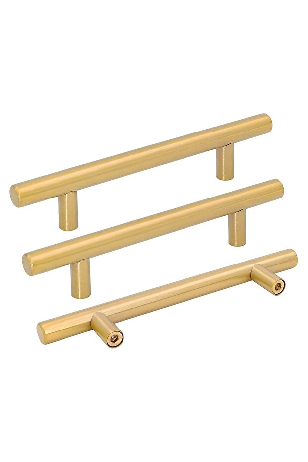 30 Pack Kitchen Cabinet Handles, 200mm Golden Brass Brushed Kitchen Door Handles, 128mm Ho