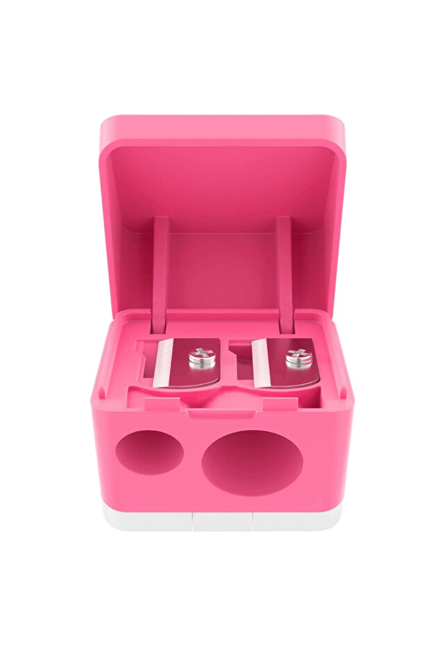 Duo Cosmetics Sharpener For Slim And Jumbo Pencils With Tightly Closing Cap- Pink