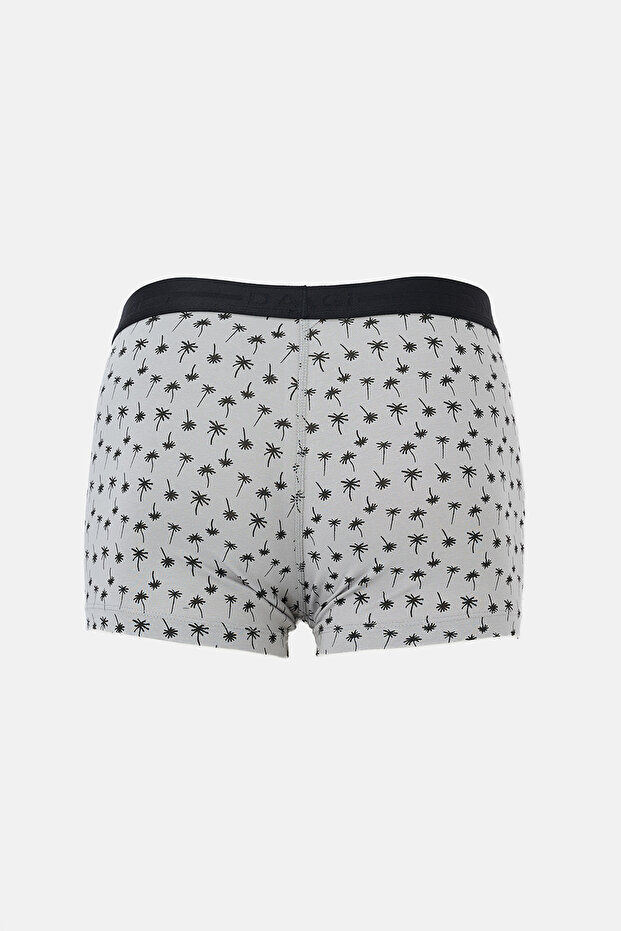 بوكسر قطني منقوش باللونين الرمادي والأسود مكون من قطعتين - 4