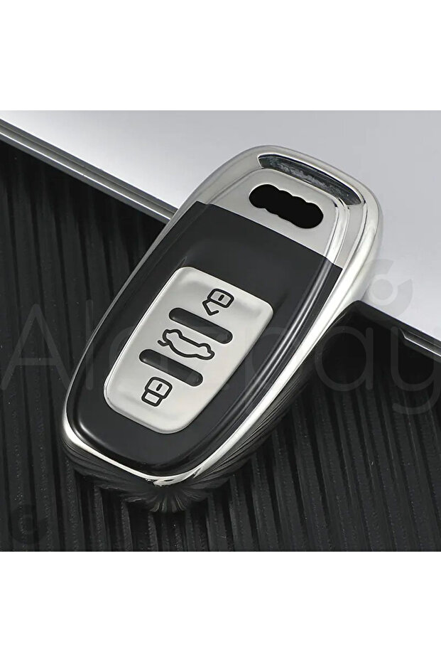 Audi Compatible A1, A3, A4, A5, A6, A7, A8, Q3, Q5, Q7, S4, S5, S6, S7, S8, R8, Tt, Glossy Tpu Key Case Cover (Silver)