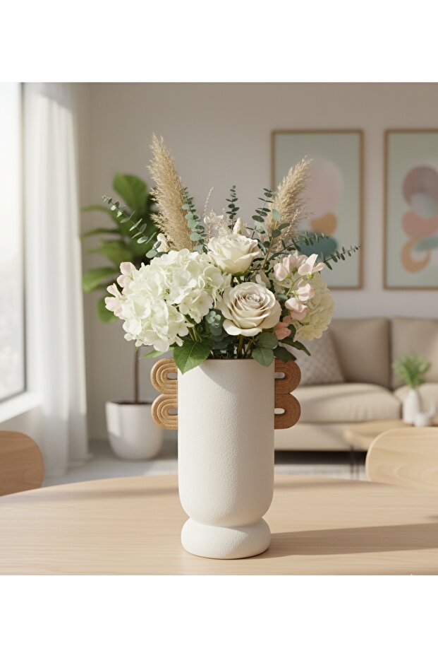 White Decorative Flower Vase - Elegant design without flowers to add a touch of class to any space - 1