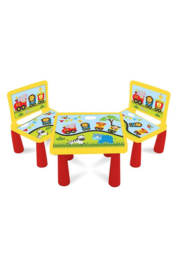 Plastic Table with Pattern & 2 Chairs - 1