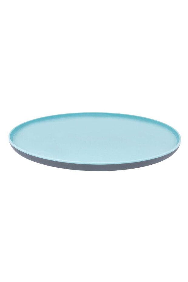 Turquoise Gray Plastic Flat Plate 25 centimeters