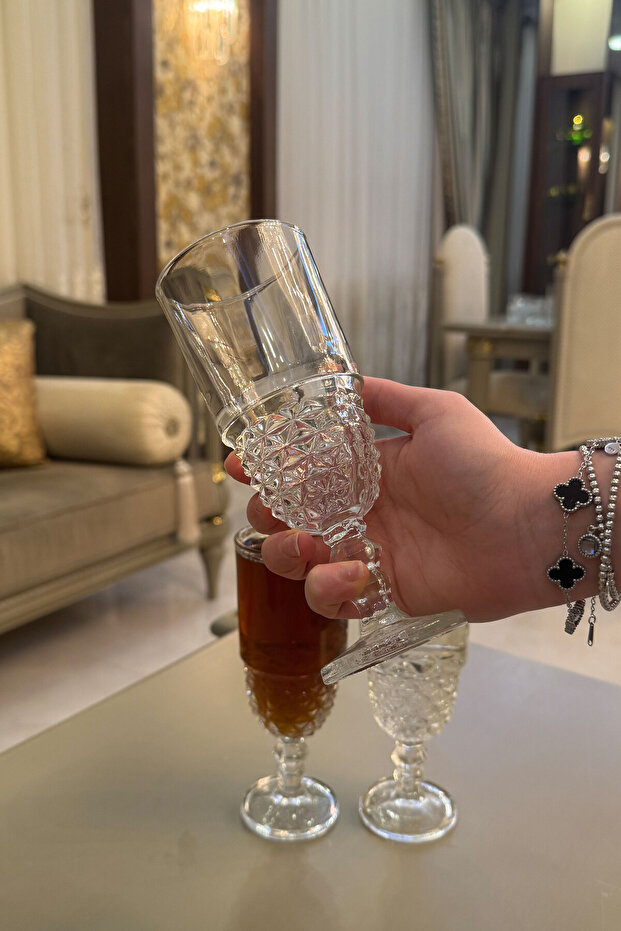 Royal Collection 220 ml Ayaklı Cam Bardak 6’lı – Lüks Tasarım, Şık Görünüm - 2