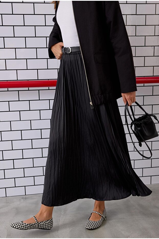 Piliseli Kraş Etek Siyah - 4