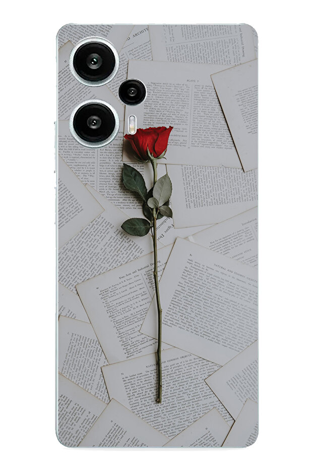 حافظة سيليكون مطبوعة باللون الأحمر الوردي متوافقة مع POCO F5 - 1