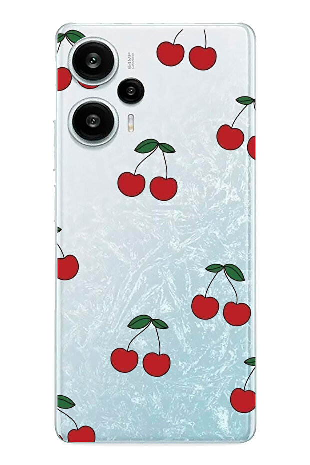 Poco F5 Compatible Cherry Design Printed Silicone Case - 1