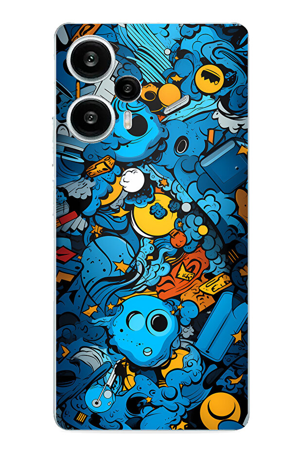 حافظة سيليكون مطبوعة على شكل جماجم زرقاء متوافقة مع POCO F5 - 1