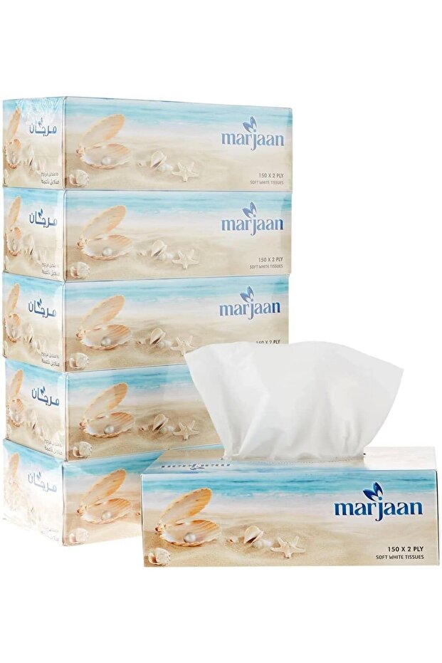 Marjan Facial Tissue, 200 Pulls 2 Ply, Pack of 5